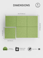Bumusty Large Cork Board 36"x24" Alternative - 6 Pack Felt Wall Tiles with 40 Safe Removable Adhesive Tabs, 30 Pushpins, Cork Boards for Walls Pin Board Bulletin Board Office Decor (Kelly Green)