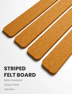 Fluxynara Cork Board Alternative Felt Strip Board 8-Pack 13"x2", Office Pin Board with 50 Push Pins, Adhesive Install for Bedroom Door & Home Office(Sunset Yellow)