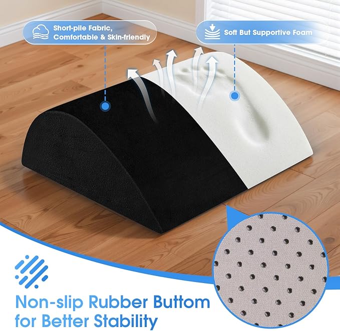 ComfyInLove Foot Rest for Under Desk at Work - Non-Slip Foot Stool with 3 Adjustable Heights, Ergonomic Under Desk Footrest with Washable Cover for Desk, Home, Office, Car (Black)