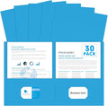 Two Pocket Folders, PANDRI 30 Pack 2 Pocket Folders, Letter Size Paper File Folder for School Office Home Business, LightBlue