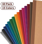 ALKALO 60 Pack Lined Notebook Journals Bulk, A5 College Ruled Composition Notebook, Kraft Cover with Vintage Spines, 8.3”x 5.5”, 15 Colors 60 Pages for School Office Travel