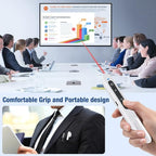 Rechargeable Presentation Clicker USB C Wireless Presenter Remote with Volume Control, RF 2.4GHz White Computer Presentation Remote PowerPoint Clicker Slide Advancer for Teachers Office (White