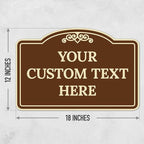 Custom Decorative Sign, Personalized Metal Sign for Business, Driveway, Home, Airbnb, Office Door Plaque, Brown Background 12x18 Inches, ACM, Fade Resistant, Made in USA by Sigo Signs