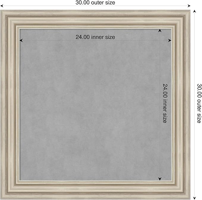 Amanti Art Silver Framed Magnetic Board 30x30 Medium Vision Board for use with Magnets, 100% Metal Sheet to Display Items as Office Decor or for Home Organization in mudroom, Kitchen or Kids Room