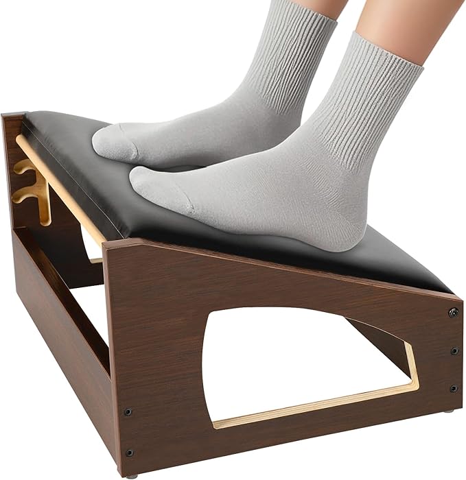 XINGMIAOWJ Ergonomic Foot Rest, 4 Adjustable Height Foot Stool,Footrest Under Desk， Soft Cushions, Foot Rest Office,Improving Posture, Promoting Blood Circulation（Espresso）