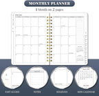 2026 Planner, Weekly and Monthly Planners with Tabs, A5 Spiral Bound Daily Calendar 2026 Planner, 12 Month Agenda Organizers from Jan. to Dec., Flexible Cover Appointment Book(Smill Sun)