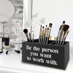 XPH Be the Person You Want to Work with Inspirational Pen Pencil Holder Organizer for Desk, Inspirational Gifts for Women Men, Motivational Wooden Box Sign for Home Office Desk Tabletop Decorations
