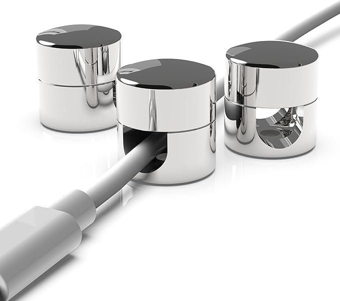 ICONIT Cable Anchors for Desk Organization | Premium Aluminum Cord Organizers | Charger + Cable Management Clips for Home & Office | Stylish, Sturdy, & Functional | (3 Pack) (Silver)