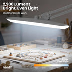Neatfi XL 2,200 Lumens LED Desk Lamp with Clamp, 24W Bright Architect Task Lamp, 20 Inches Dimmable Computer Light, Adjustable Desk Light for Home, Office, Crafts, Nails & Hobbies (Non-CCT, Silver)