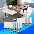 Conference Table Flip Top Mobile Conference Room Tables,Folding Conference Table with Wheels,Large Meeting Training Seminar Table Saving Space for Office Classroom(12A,61'')