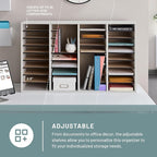 Safco Literature Organizer, 36 Compartments, Office and Classroom Mailbox with Adjustable Shelves, Wood Paper and Mail Sorter, Modern Gray
