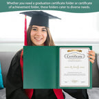 gisgfim 15Pcs Certificate Holders Diploma Covers Single Sided Gold Foil Border Award Certificate Covers for Letter Size 8.5x11 Certificates Cardstock Document Papers Storage Organizer (Green)
