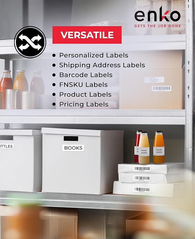 enKo 8000 Labels, 1/2" x 1-3/4" - White - Address, Mailing, Shipping & Barcode Blank Labels for Laser and Inkjet Printers
