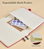 PAIBAS Graph Notebook for Women Men, 160 Pages Grid Paper, Graphing Notebooks for School, Work, Quad Ruled, Inner Pocket, A5 Hardcover Vintage Leather Journals for Writing, 5.8"x8.5" (Burgundy)