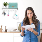 Beego Entryway Key Holder for Wall - Clear Acrylic Key Rack with Shelf Decorative Key Hanger Wall Mount Mail Organizer with 6 Key Hooks for Office Hallway Kitchen Living Room Home Décor