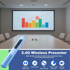 QUI Presentation Clicker for PowerPoint, RF 2.4GHz USB C Wireless Presenter Remote with Volume Control, PowerPoint Clicker Slide Advancer for Mac, Windows, Laptop, Keynote