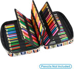 YOUSHARES Colored Pencil Case 220 Slots Pen Case Organizer With Handy Wrap & Zipper, Multilayer Holder for Prismacolor Colored Pencils & Gel Pen (Cartoon Owl)