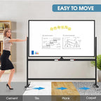 MaxGear Large Rolling Whiteboard with Stand, 72" x 40" Double-Sided Magnetic Dry Erase Board on Wheels, Reversible Standing Whiteboard Easel with Aluminium Frame for Classroom, Office, School, Black