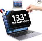 GUDTEKE 2Pack Magnetic 13.3 Inch Laptop Privacy Screen 16:9 Aspect Ratio, Removable Anti-Blue/Glare Protector Film, Anti Spy Desktop Security Private Filter 13.3in