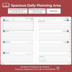 IN-LUXPRO Planner 2026 Daily Weekly and Monthly,8.5"x6.5",12 Months Spiral Bound Calendar Agenda with Self-adhesive Pen Holder,2026 Appointment Book with Vegan Leather Soft Cover,Red