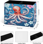 Famame Cute Octopus Flowers Pencil Holder for Desk, Leather Desktop Container Pen Cup Storage Study Table Pen Organizer Makeup Brush Holder for Classroom Office Home