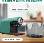AFMAT PSX2 Heavy Duty Electric Pencil Sharpener 6 Holes, Classroom Pencil Sharpener for 6-11mm Pencils, Auto Stop, Super Fast, Save Pencils, School Teacher Must Have Pencil Sharpeners Plug in, Green