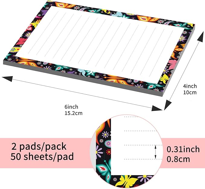 SXboxing Sticky Notes 4X6 Inches, 2 Pack Large Cute Self-Stick Pads, Bright Funny Memo Pads Easy to Stick for Home, Office Colorful Cute Butterfly
