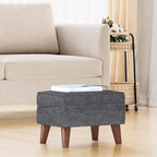 FAGAGA Small Footstool Ottoman with Storage, Ottoman Foot Rest, Modern Foot Stool with Adjustable Lid and Sturdy Wood Legs for Living Room, Bedroom, Couch, Enterway, Light Gray