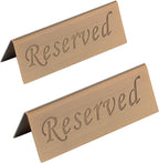Reserved Sign - 10 Year's Use Stainless Steel Tabletop Sign Desk Top Stand Tent Signs for Restaurants,Weddings,Events -Double Sided - 4.7 by 1.6 Inch - Set Of 2 (Copper)