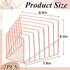 2 Pcs 7 Section Incline File Sorter Metal Wire Mesh File Rack for Desktop Letter Sorter for Magazine Folder Book Organizer Home Office School Paper Mail Desk Storage Holder (Rose Gold)