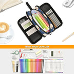 BOENLE Custom Baseballs Ball Blue Pencil Case Box Boys Girls Personalized Name Large Pencil Pouch Stationery Pen Bag Organizer for Kids Adults School Office