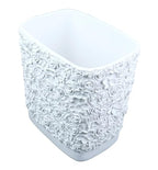 Hymmah Bathroom Trash Can 1.8 Gallon(7 Liter) Small Kitchen Garbage Can,Decor Wastebasket for Bedroom Office,Resin Hand-Carved Rose Flower White