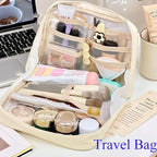 Fcteap Pencil Case Pouch Box Cute Kawaii Large Capacity Aesthetic Zipper Pen Holder Organizer Bag for Office Workspace Supplies Desk Accessories Travel (Off-White)