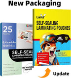 Uinkit 25Pack 4"x6" Self Seal Laminating Pouches, 10Mil Double-Sided for Recipe Cards & Photos, Waterproof Thick Plastic Sleeves to Preserve Pictures, Index Flashcards, Menus