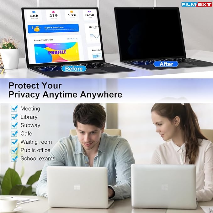 FILMEXT Privacy Screen for Microsoft Surface Laptop 13.8 inch 7th Generation Model 2036/2107, Anti-Spy Filter Anti-Glare (for Surface Laptop 7th 13.8" Privacy Screen Protector 2024)