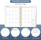 2026 Planner, Weekly and Monthly Planners with Tabs, A5 Spiral Bound Daily Calendar 2026 Planner, 12 Month Agenda Organizers from Jan. to Dec., Flexible Cover Appointment Book(Blue Tarrow)