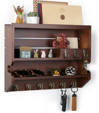 Mutsault Key Holder for Wall, Mail Organizer Wall Mounted, Luxury Walnut