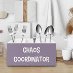 XPH Chaos Coordinator Purple Pen Pencil Holder Organizer for Desk, Thank You Gifts for Women Men Coworkers Boss Leader Manager, Appreciation Gifts Wooden Box Sign for Office Tabletop Decorations