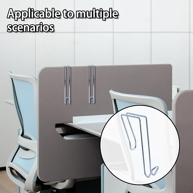 LIGHUFEIC 5 Pack Wire Cubicle Hook,Cubicle Accessories Wall Hangers for Clothing Mirrors, Pictures, Hats, and Bags in Office Cubicles Panels Cubicle Hooks(slive)