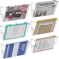 samstar 6 Pack Clear Wall File Holder, Wall Mount Acrylic File Organizer Hanging Wall Pocket Mail Magazines Organizer for Office,Home