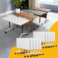 Conference Table Flip Top Mobile Conference Room Tables,Folding Conference Table with Wheels,Large Meeting Training Seminar Table Saving Space for Office Classroom (10, White, 70.8'')