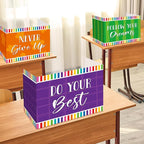 Affrolling 12 Pcs Inspirational Privacy Folders Bulk for Students Cardboard Privacy Boards Desk Divider Panel Waterproof Testing Divider for Classroom Back to School Study Supplies (Colorful)