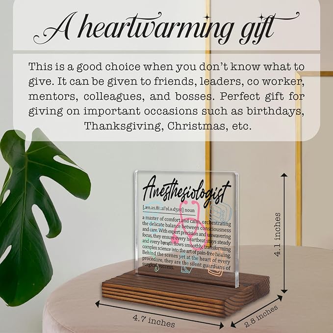Anesthesiologist Gifts, Thank You Appreciation Gifts for Anesthesia Doctors Week Graduation Birthday Christmas Surgical Support Staff Office Desk Decor Decorative Signs Plaque PA021