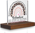 Volunteer Appreciation Gift Desk Sign Leopard Rainbow Decor, Motivational Thank You Plaque for Community Helpers PA083