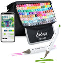 AEDAGA 120 Colors Alcohol Markers with Free App, Dual Tip Art Marker with Kickstand Case for Artists Adults. Alcohol Based Markers for Coloring Painting Sketching and Drawing, Great Gift