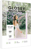13x19 Photo Paper Glossy, Goefun 200 GSM/54 LB Printer Photo Paper for Inkjet Printer and Dye Ink, 100 Sheets