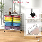 Happygrill 12-Drawer Rolling Storage Cart, Multipurpose Organizer Cart for Home Office School, Utility Cart with Wheels, (Colorful Clear)
