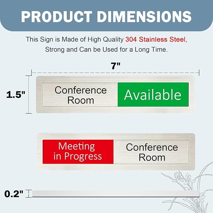 Available or Meeting in Progress Privacy Sign,Vacant Occupied Sign for Home Office Hotles Hospital Conference Room,In Use Available Slider Door sign Tells Whether Room Vacant or Occupied,7'' x 1.5'' -