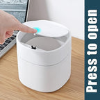 Mini Desk Trash Can with Lid with Trash Bags 180 pcs Press-Top 0.5 Gallon Tiny Countertop Waste Basket Small Table Top Plastic Covered Garbage Bin for Desk Top