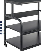 Fannova 32.3" x 18.9" Extra Large Printer Stand Table with Adjustable Storage Shelf, 3 Tier Rolling Printer Cart with Industrial Wheels for Home Office, Black